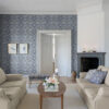 0092007 african marigold blue floral wallpaper