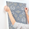 0092008 african marigold blue floral wallpaper