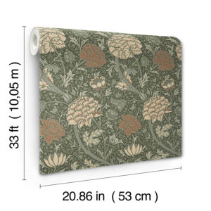 Cray Sea Green Floral Trail Wallpaper