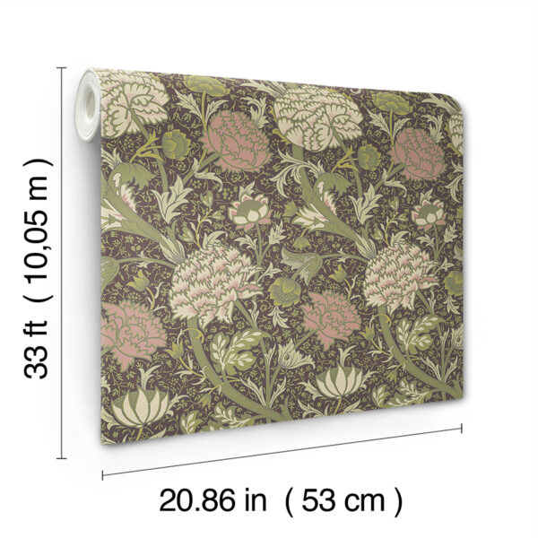 0092055 cray plum floral trail wallpaper
