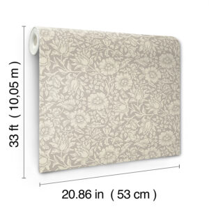 Mallow Grey Floral Vine Wallpaper