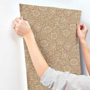 Mallow Rose Floral Vine Wallpaper