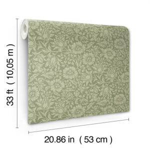 Mallow Green Floral Vine Wallpaper