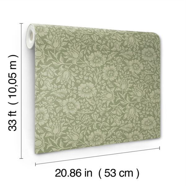 0092075 mallow green floral vine wallpaper