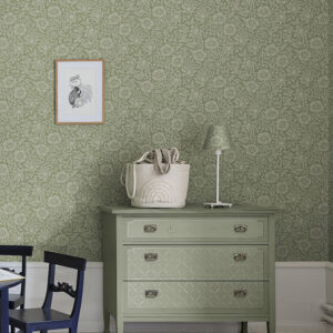 Mallow Green Floral Vine Wallpaper