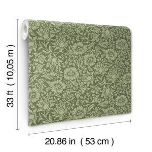 Mallow Dark Green Floral Vine Wallpaper