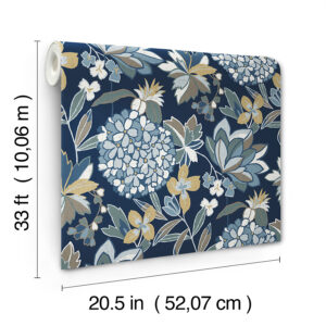 Valdivian Indigo Floral Wallpaper
