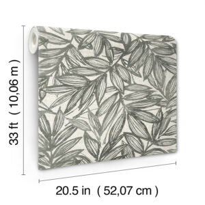 Rhythmic Charcoal Leaf Wallpaper