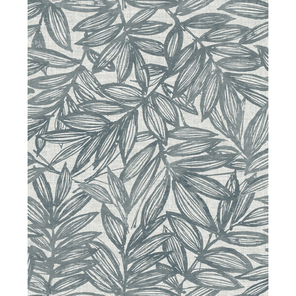 0093337 rhythmic denim leaf wallpaper