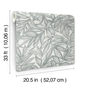Rhythmic Grey Leaf Wallpaper