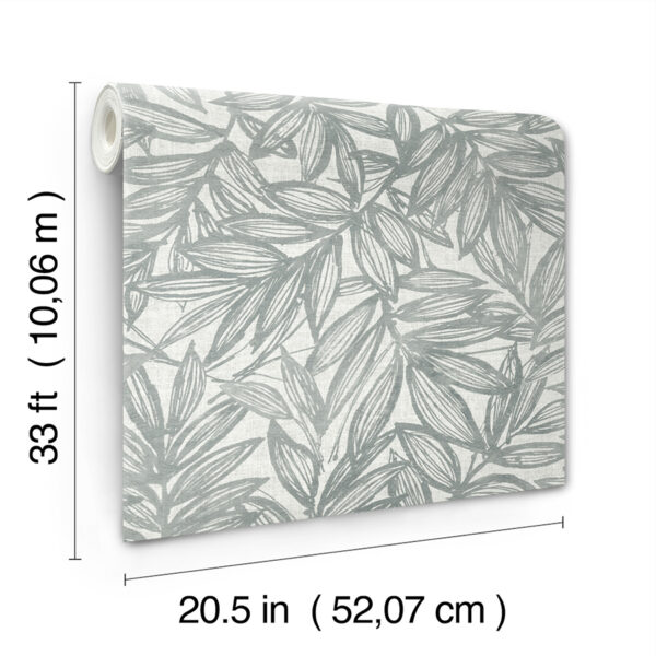 0093367 rhythmic grey leaf wallpaper