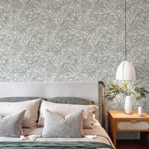 Rhythmic Grey Leaf Wallpaper