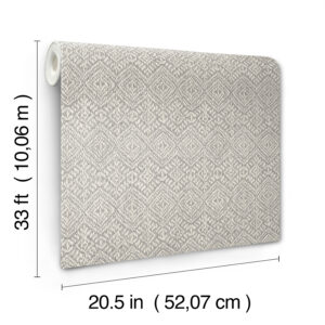 Gallivant Grey Woven Geometric Wallpaper