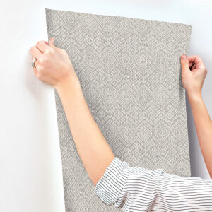 Gallivant Grey Woven Geometric Wallpaper