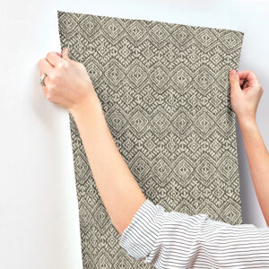 Gallivant Black Woven Geometric Wallpaper