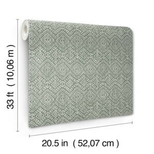 Gallivant Green Woven Geometric Wallpaper