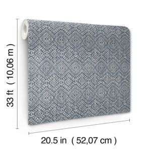 Gallivant Indigo Woven Geometric Wallpaper