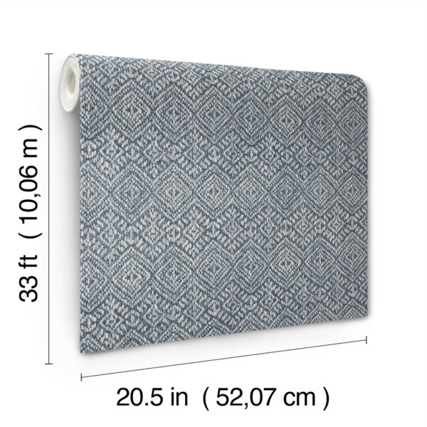 0093528 gallivant indigo woven geometric wallpaper
