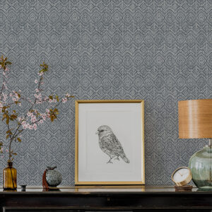 Gallivant Indigo Woven Geometric Wallpaper