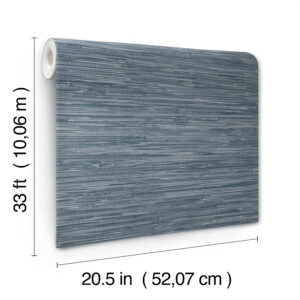 Exhale Indigo Woven Faux Grasscloth Wallpaper