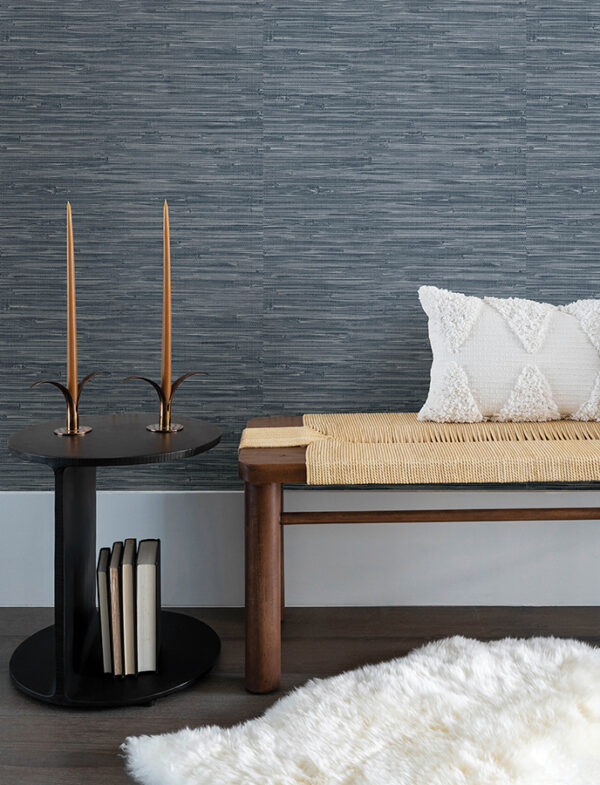 0093552 exhale indigo woven faux grasscloth wallpaper