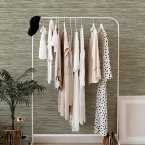 Exhale Moss Woven Faux Grasscloth Wallpaper