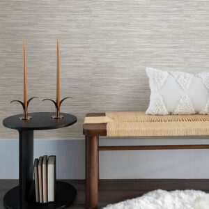 Exhale Light Grey Woven Faux Grasscloth Wallpaper