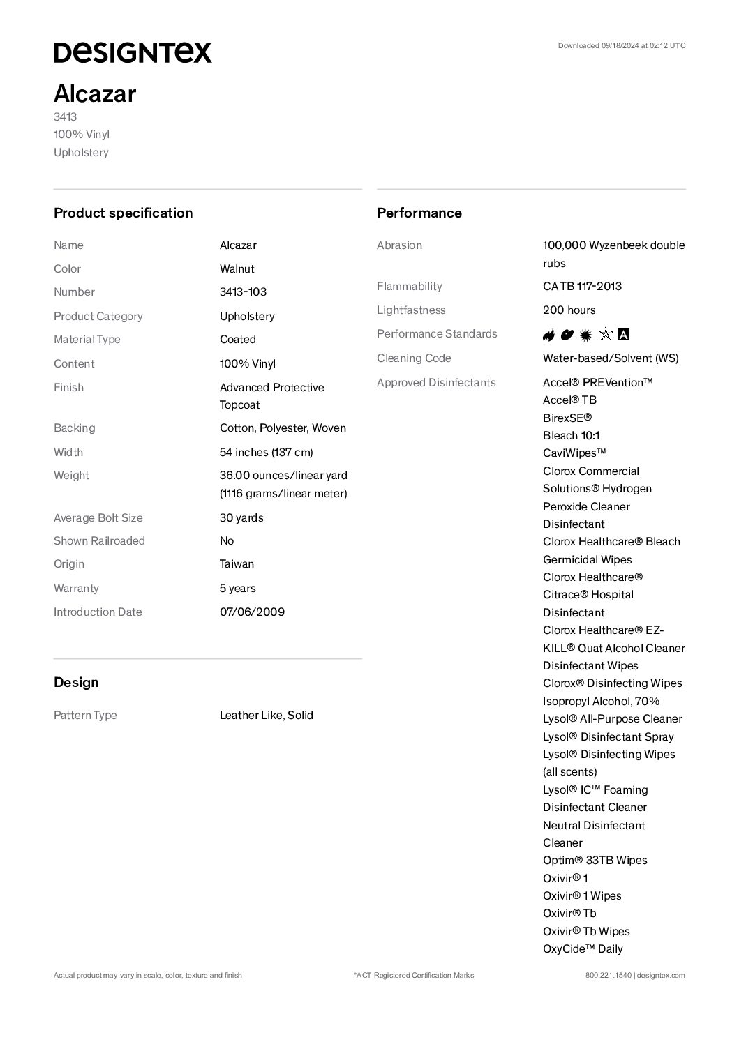 Alcazar spec sheet<br/>( pdf )
