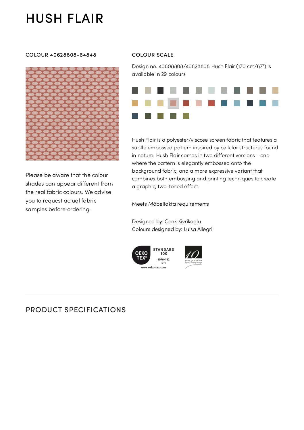 Hush Flair product sheet<br/>( pdf )