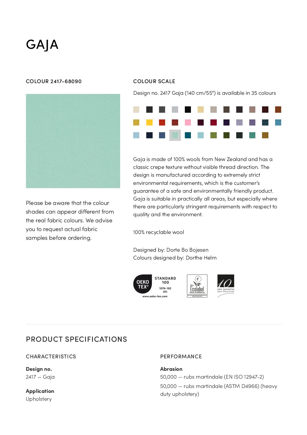 Gaja Tech Specs<br/>( pdf )