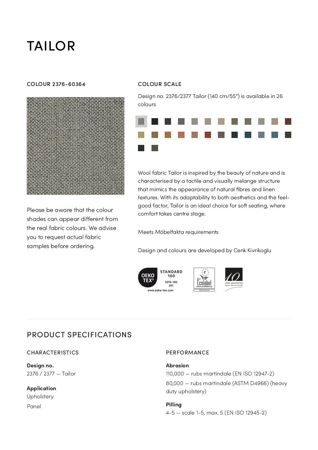 Tailor Tech specs<br/>( pdf )
