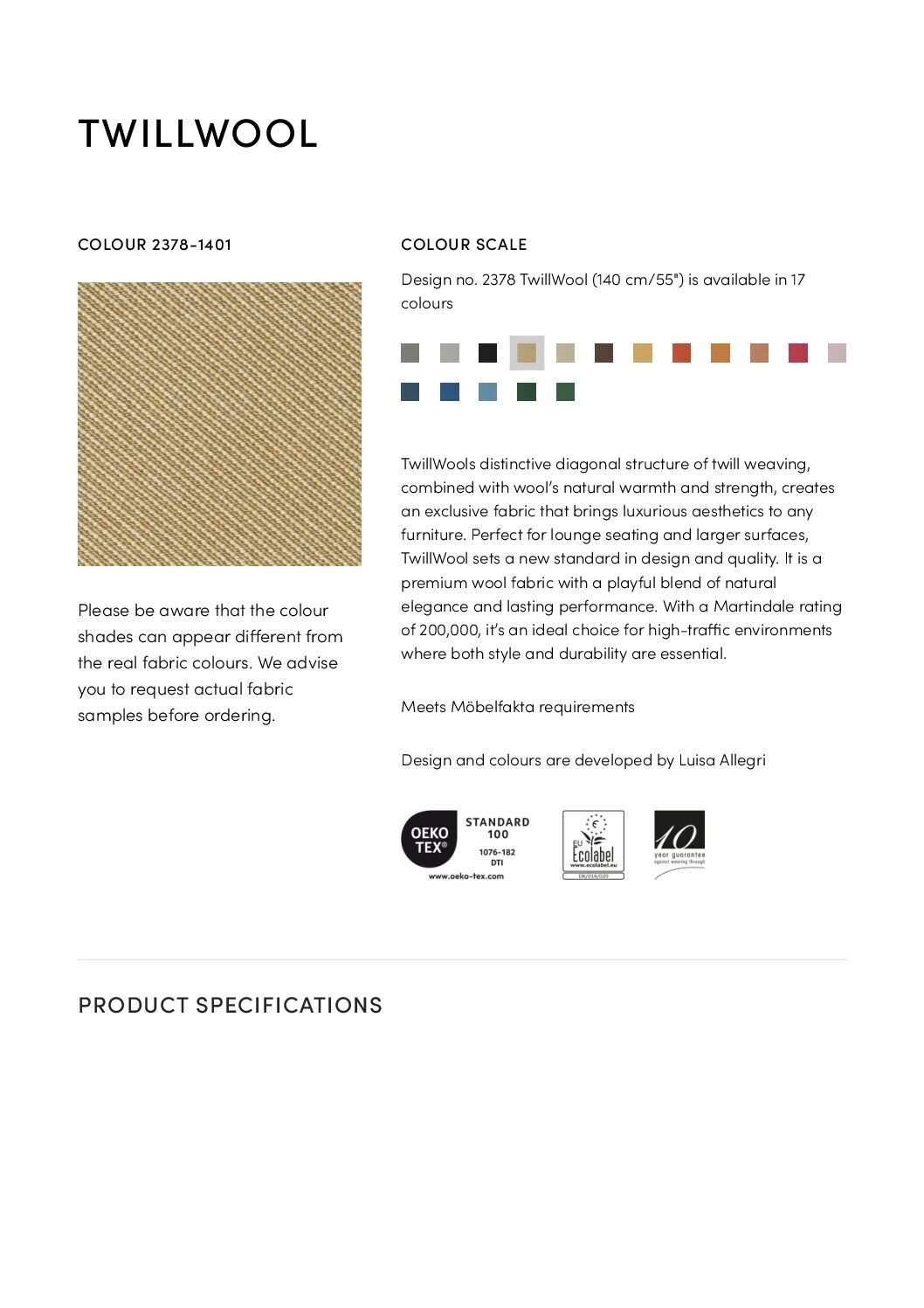 TwillWool Tech specs<br/>( pdf )