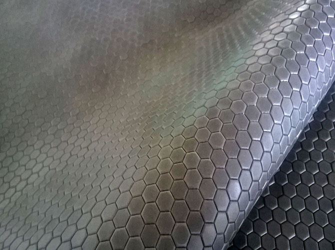 Metallic leather with a snakeskin emboss