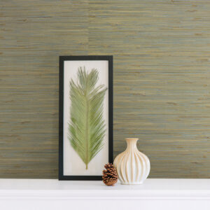 Arina Turquoise Grasscloth Wallpaper