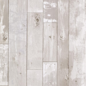 Harboured Light Grey Distressed Wood Panel Wallpaper