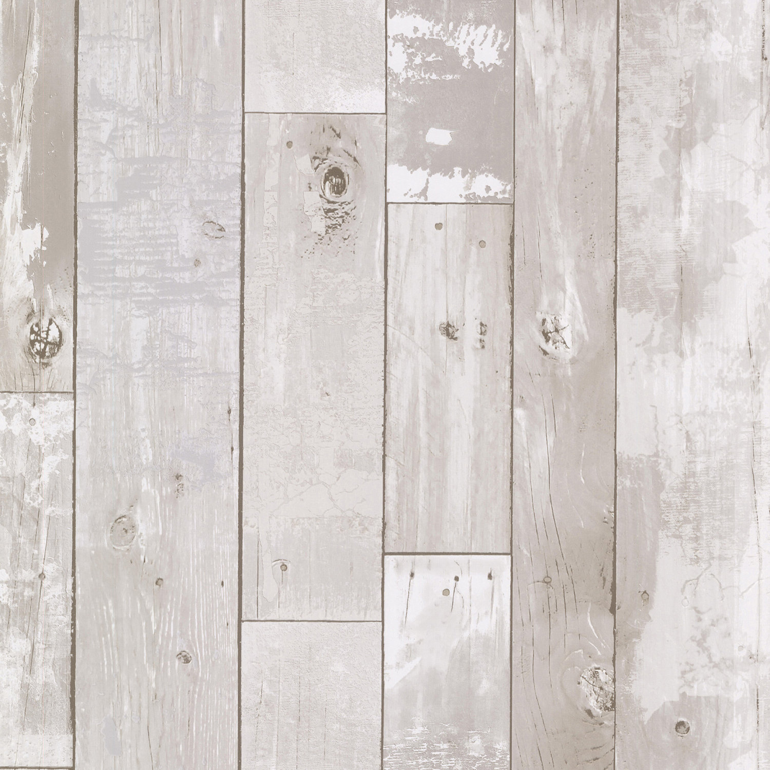Harboured Light Grey Distressed Wood Panel Wallpaper