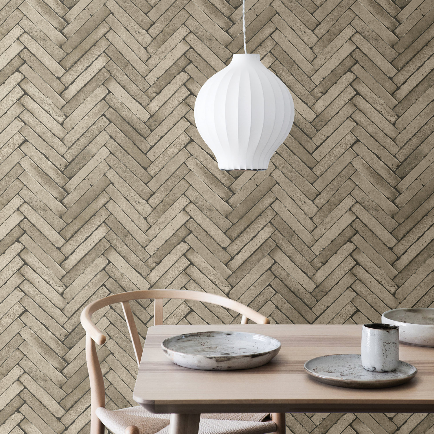 Arrow Neutral Diagonal Slate Wallpaper