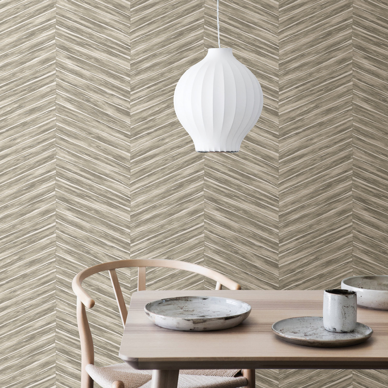 Pina Neutral Chevron Weave Wallpaper