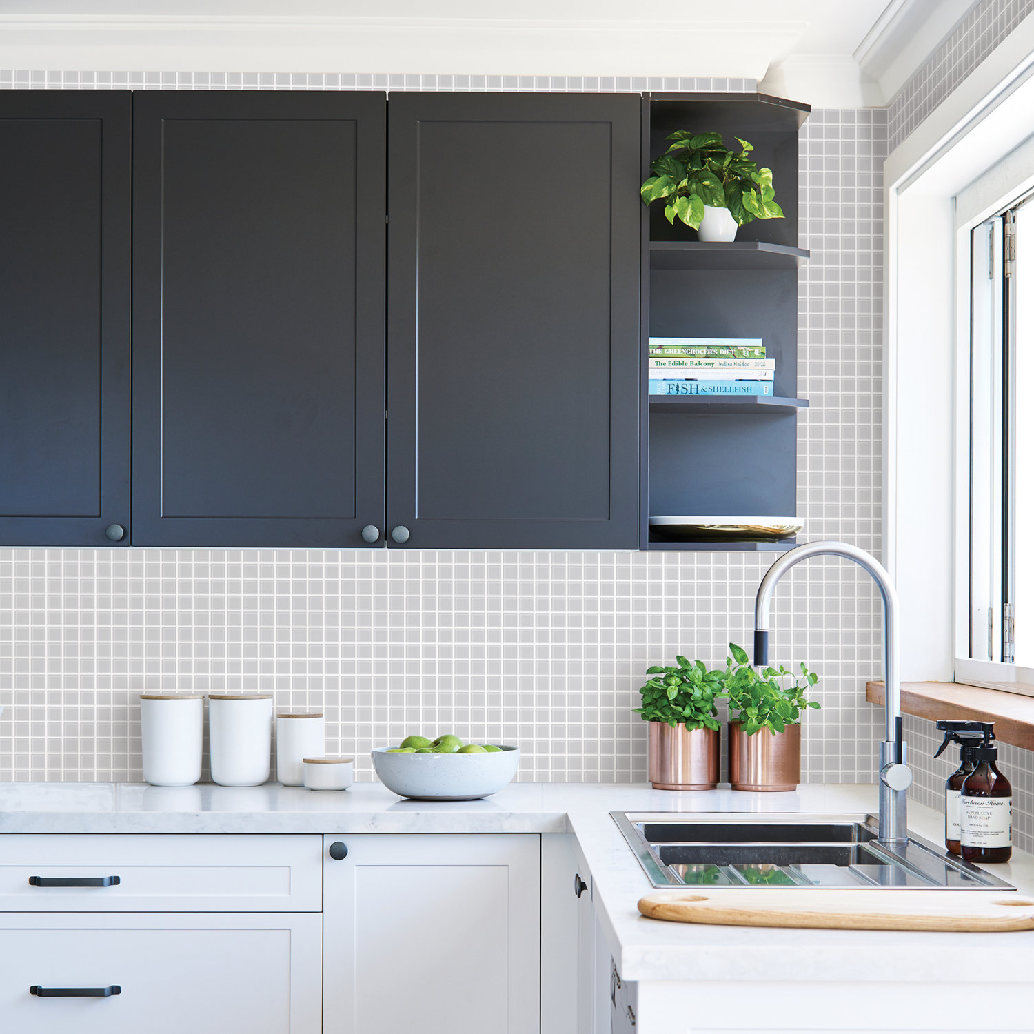 Light Grey Glass Tile Wallpaper