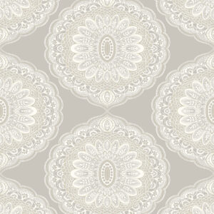 Bolinas Grey Medallion Wallpaper