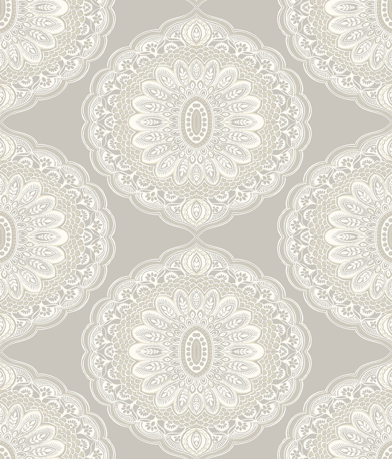 Bolinas Grey Medallion Wallpaper