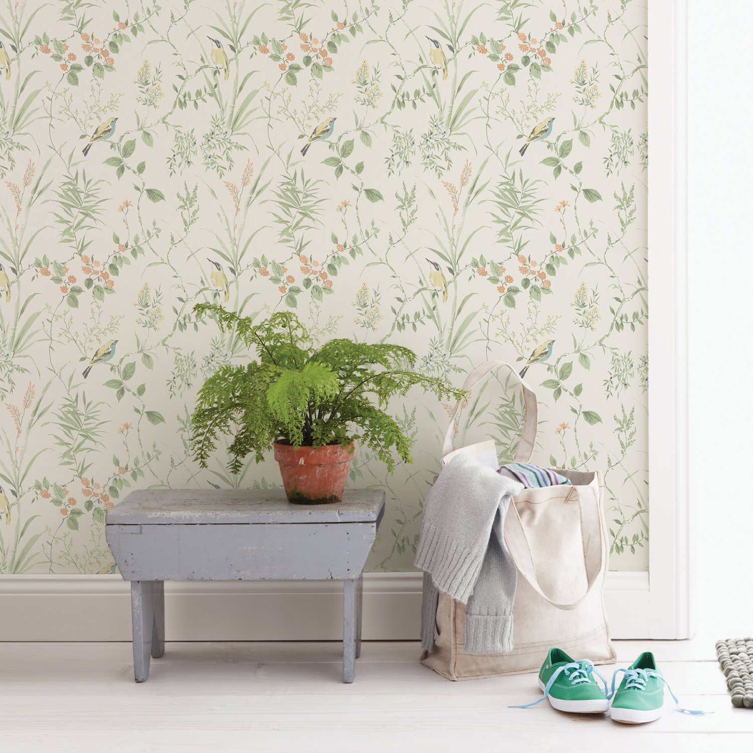 Imperial Garden Light Green Botanical Wallpaper
