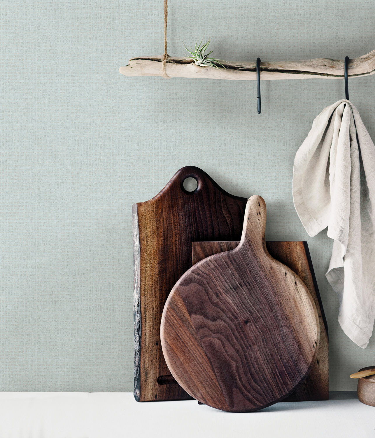 Nimmie Teal Woven Grasscloth Wallpaper