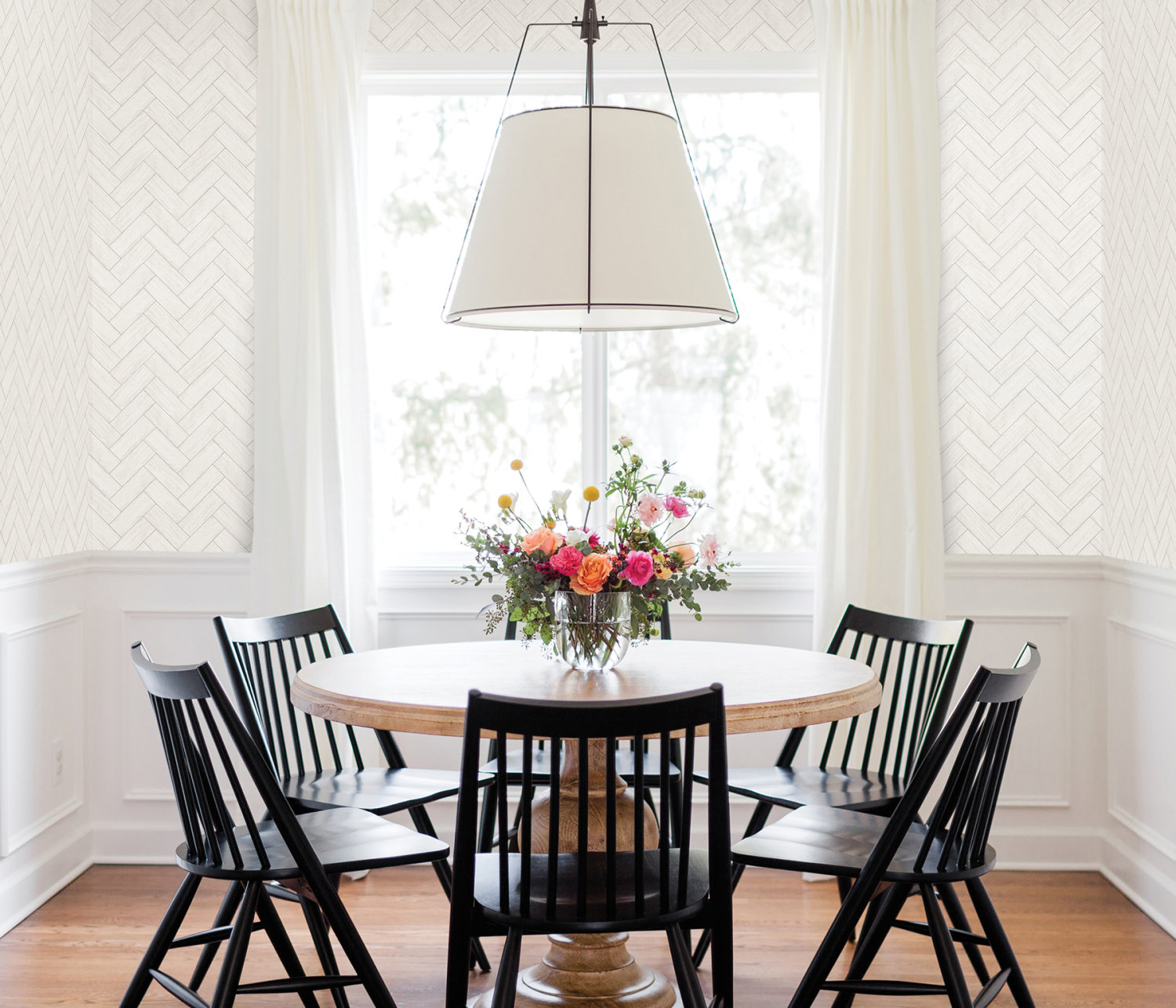 Kaliko White Wood Herringbone Wallpaper