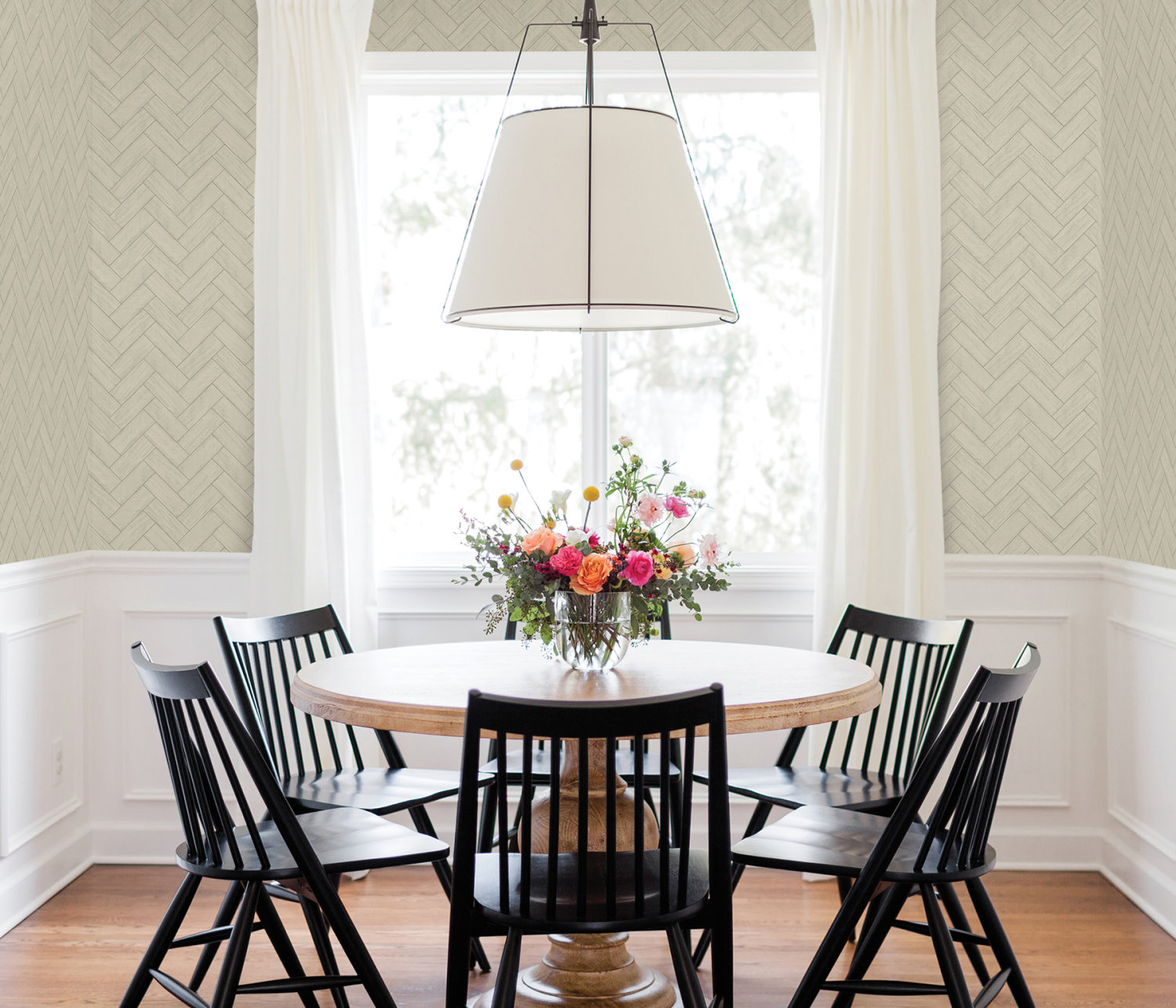Kaliko Green Wood Herringbone Wallpaper