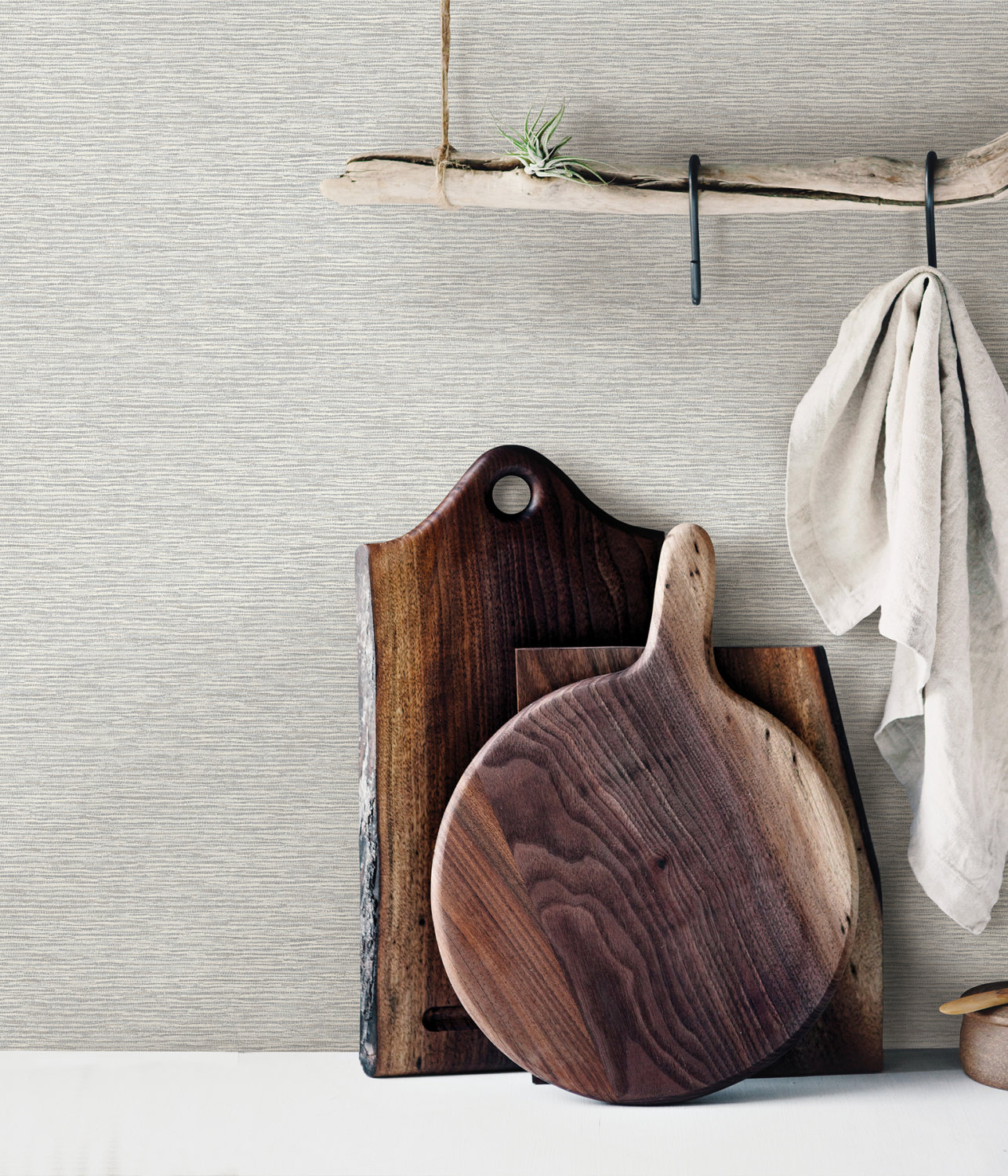 Gump Light Grey Faux Grasscloth Wallpaper