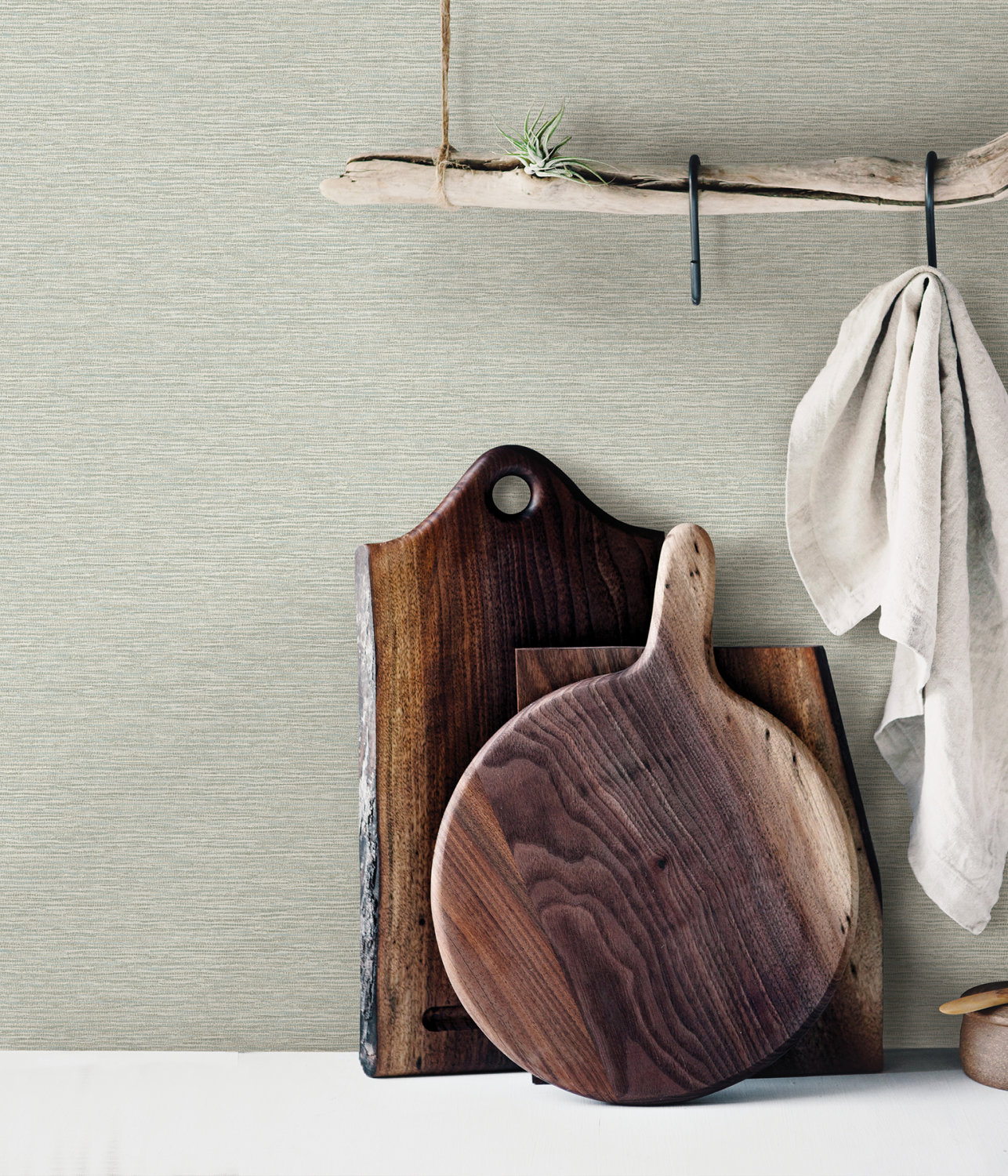 Gump Teal Faux Grasscloth Wallpaper