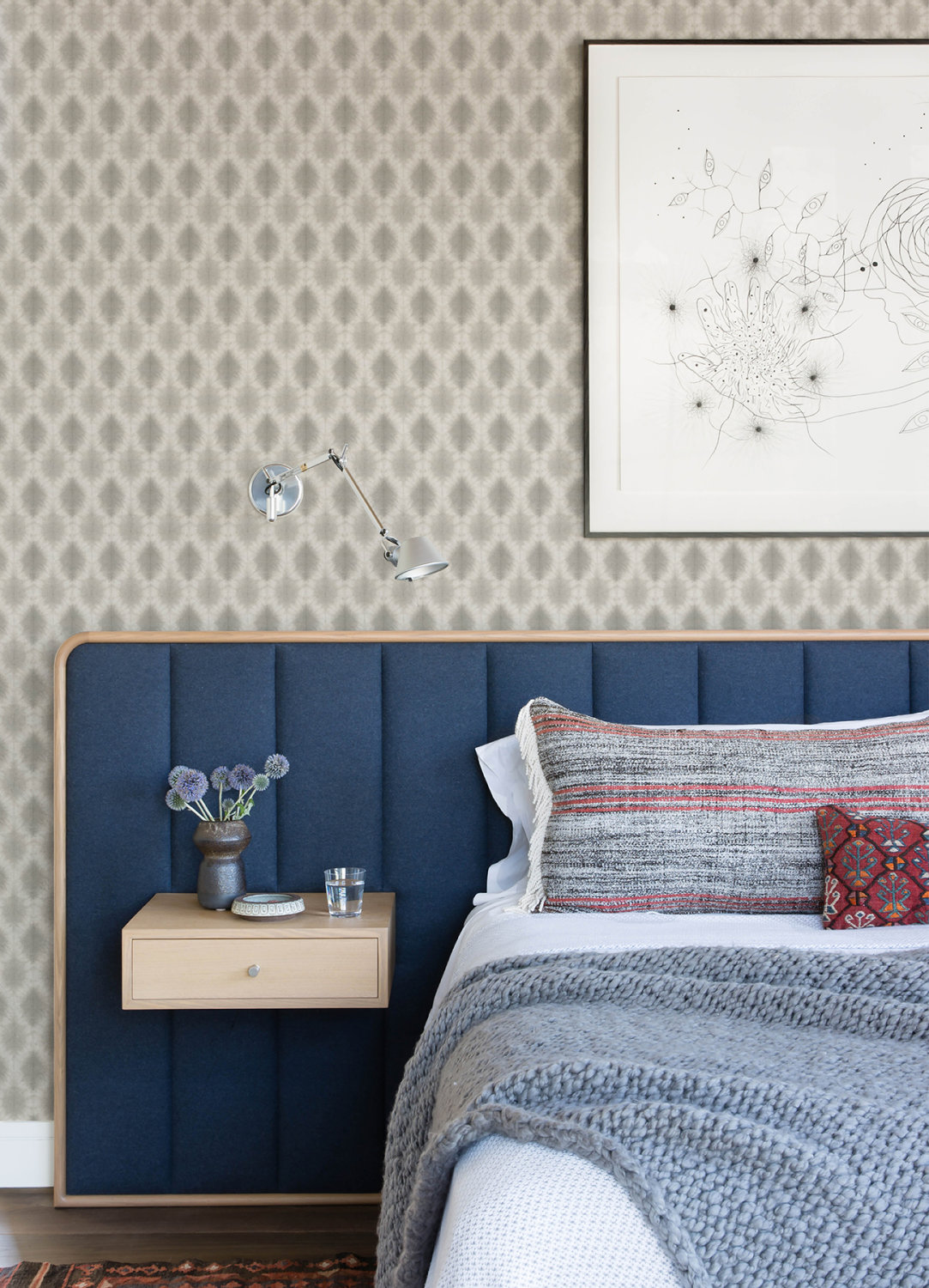 Mombi Grey Diamond Shibori Wallpaper