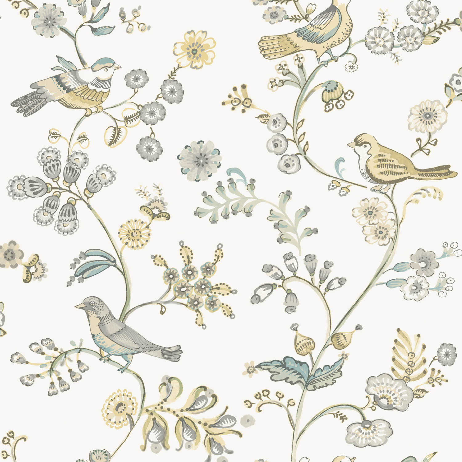 Jinjur Light Yellow Bird Trail Wallpaper