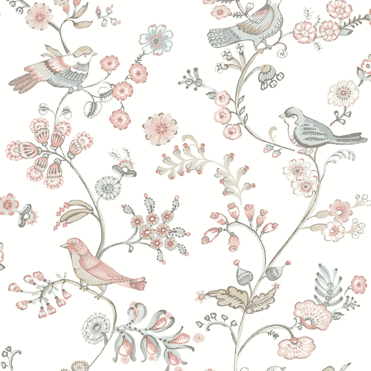 Jinjur Blush Bird Trail Wallpaper